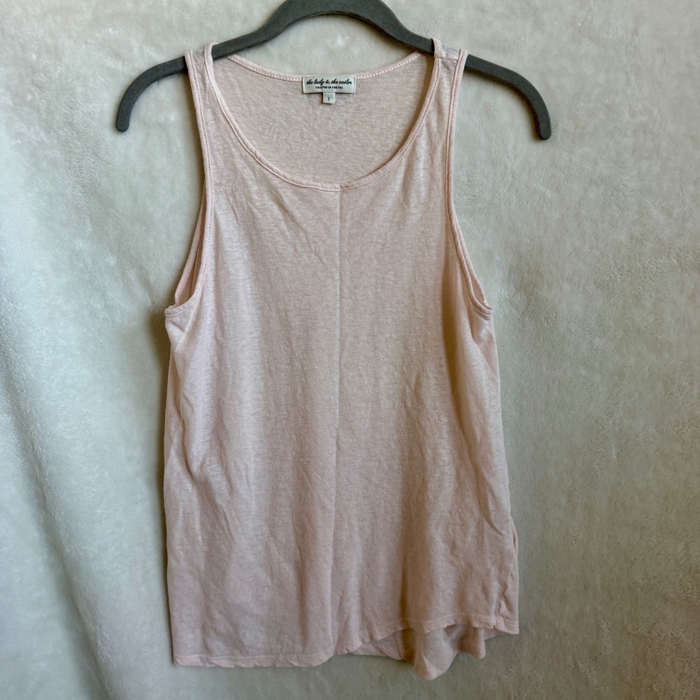 The Lady & The Sailor Blush Pink Linen Cotton Racerback Tank Top Size 2 USA
